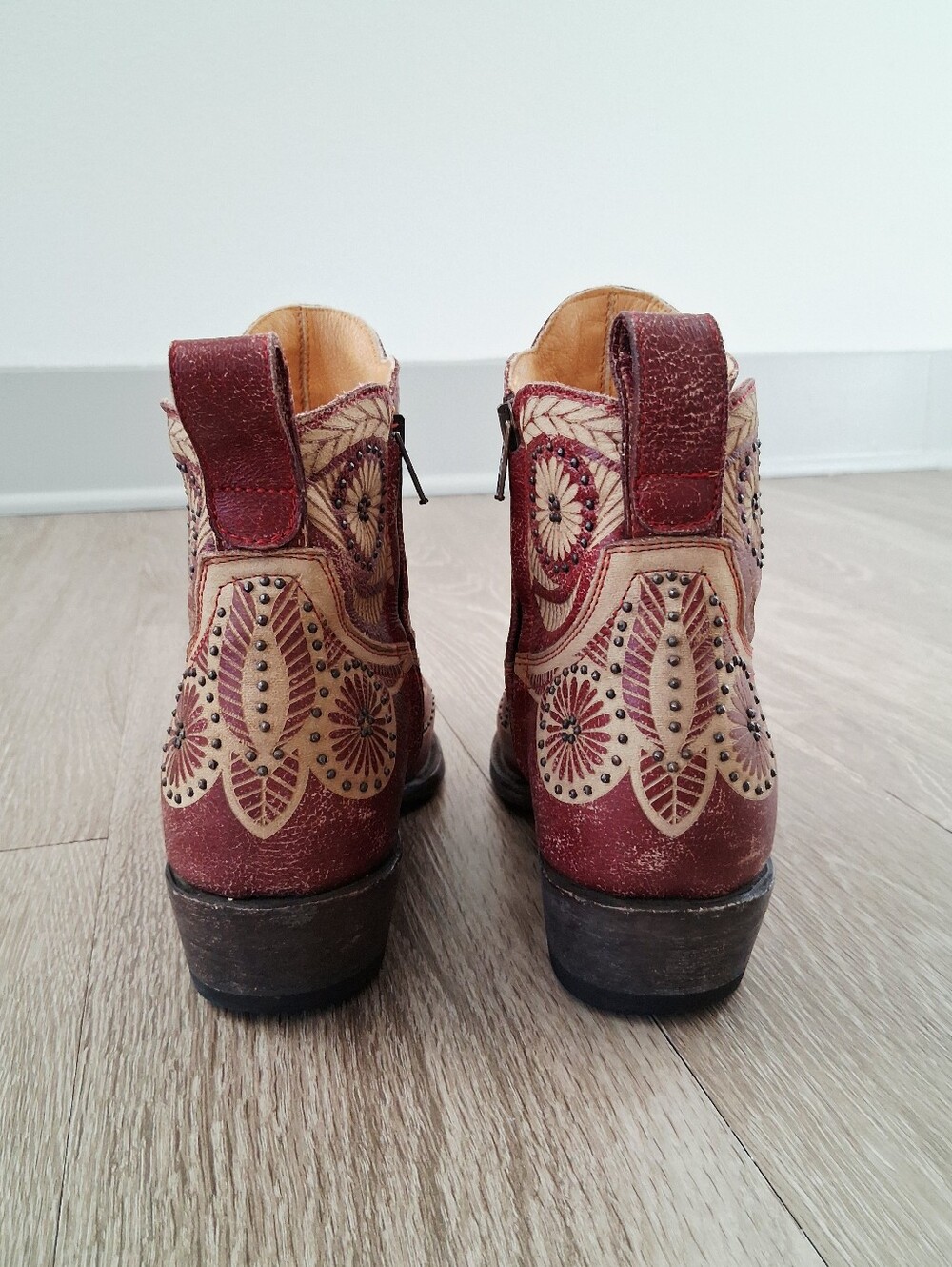 Old Gringo Valentine Dion Boots 2775 Red Distressed Leather Studded Floral - Picture 5 of 16